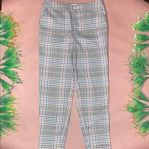 Anthropologie Blue and White Plaid Dress Pants